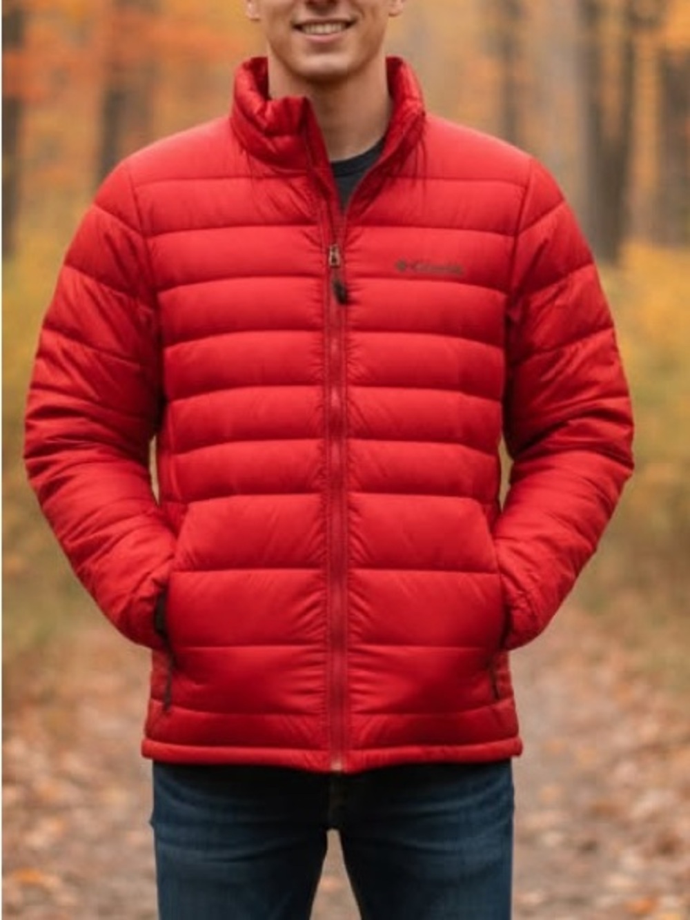Columbia men’s Red Puffer Jacket like NEW